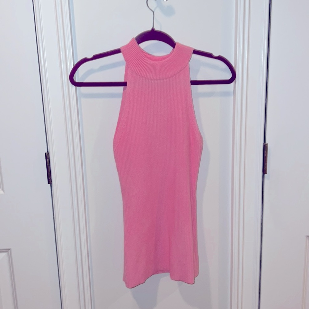 Pink high neck ribbed sweater